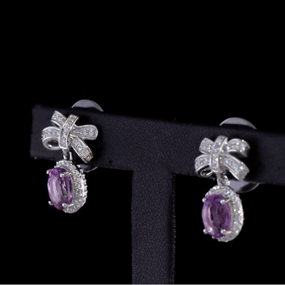 Moroccan Rose and Moissanite 2.00 ctw Love Bow Earrings - Picture 8 of 8